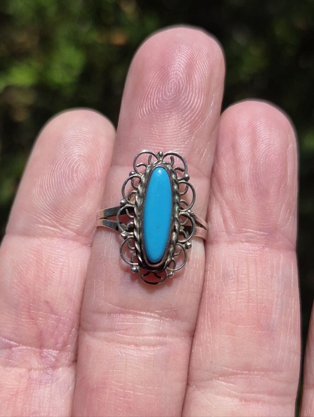 Vintage Turquoise Sterling Silver 925 Mexican Eagle 65 Ring Size 7